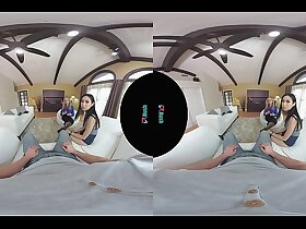 Full-grown MILF Nina Hartley together with Eva Yi back a Hardcore VR Triumvirate