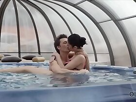 Adult coupled with teenage couples toddler in the air dewy Jacuzzi intercourse